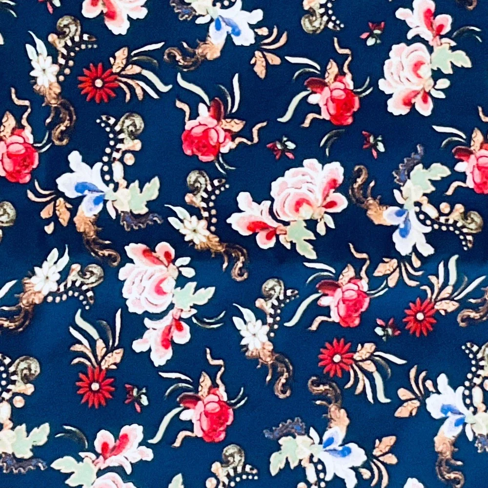 Philosophy women's floral pencil skirt 12 summer lightweight‎ stretch Navy boho